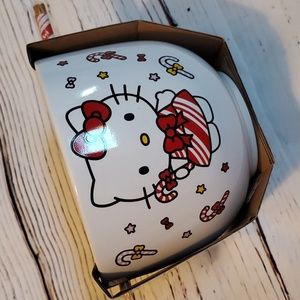 🆕️ SANRIO CHRISTMAS HELLO KITTY CERAMIC BOWL WITH CHOPSTICKS ❤️🤍